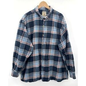 Red Head Mens 4XL Blue Plaid Flannel Casual Button Down Shirt Utility Sportsman